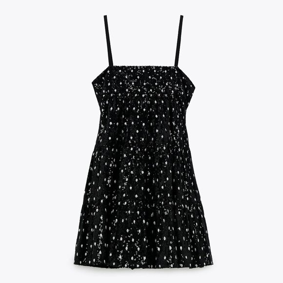 NWT Zara sequin polka dot baby doll mini holiday dress - Picture 8 of 13